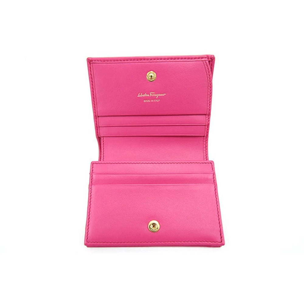 Salvatore Ferragamo Bi fold Wallet Pink Leather Compact Salvatore - Picture 4 of 9